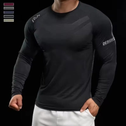 T-shirt sport polyvalent à manches longues pour hommes