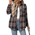 Autumn And Winter European and American Clothing Casual Fashion Loose Plaid Pocket Shirt F