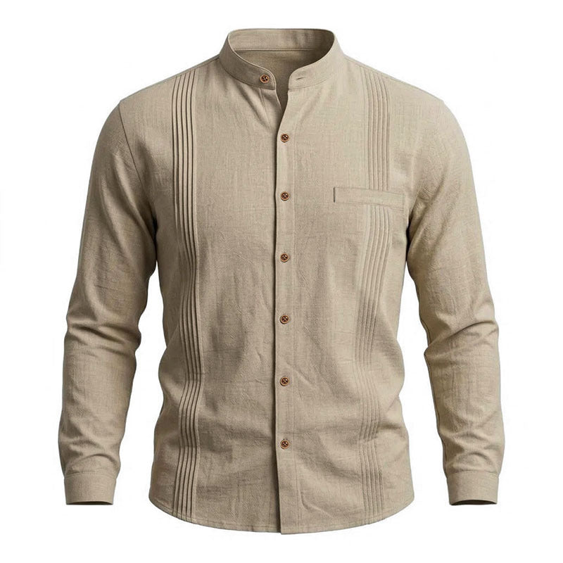 Collier de support Pleat vertical manches longues chemise casual