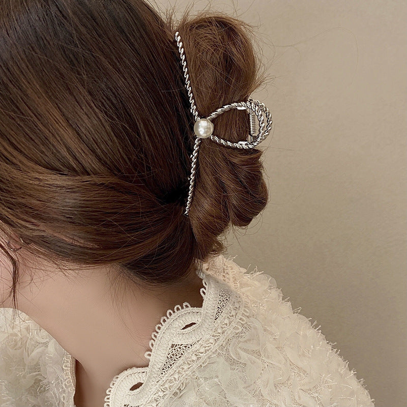 Metal Twist Cross Pearl Mode épingle à cheveux