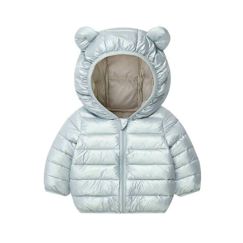 Printemps Automne et hiver Manteau de coton polyvalent de couleur solide pour les enfants