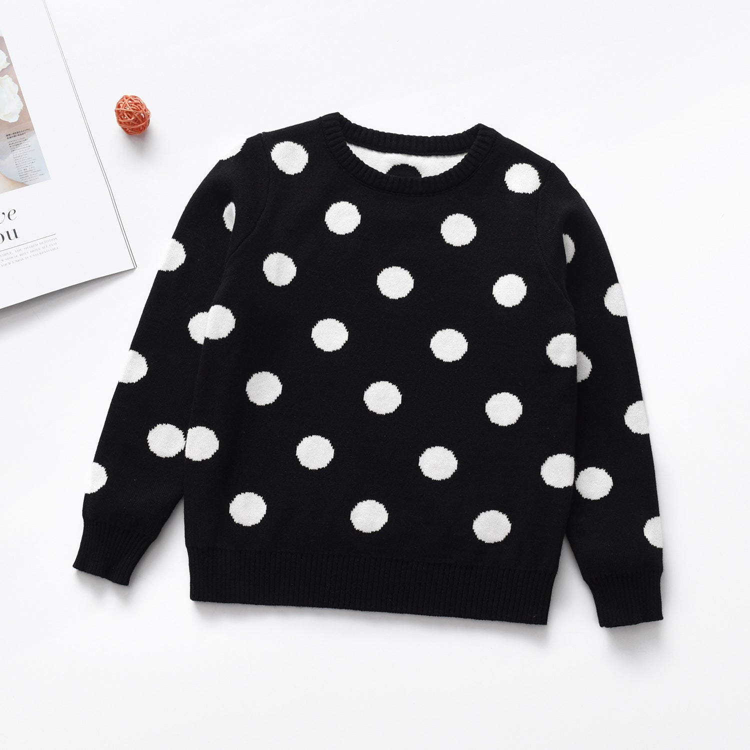 Coeur Col rond Manches longues Chandails pour enfants