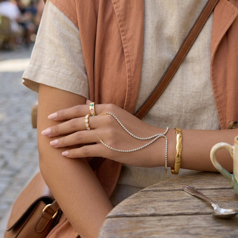 Bracelet de verrouillage en Strass en acier inoxydable de style américain