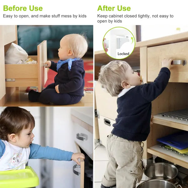4 Pcs Magnetic Child Safety Locks, Adhesive Drawer Locks, Baby Proofing Cabinets
