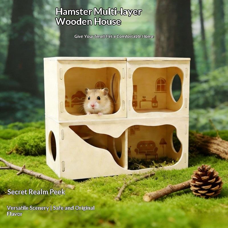 Hamster en bois détachable observation et maison de jeux hideaway