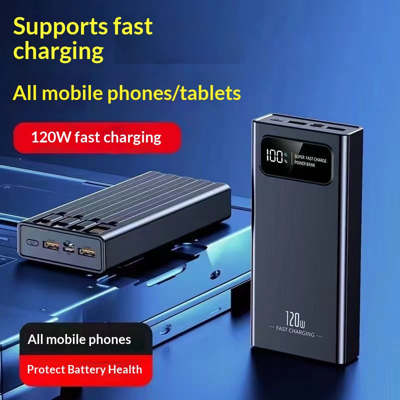 120W Power Bank 20000 mAh High-Capacity Portable Charger Compact Four-Port Cell Phone Po