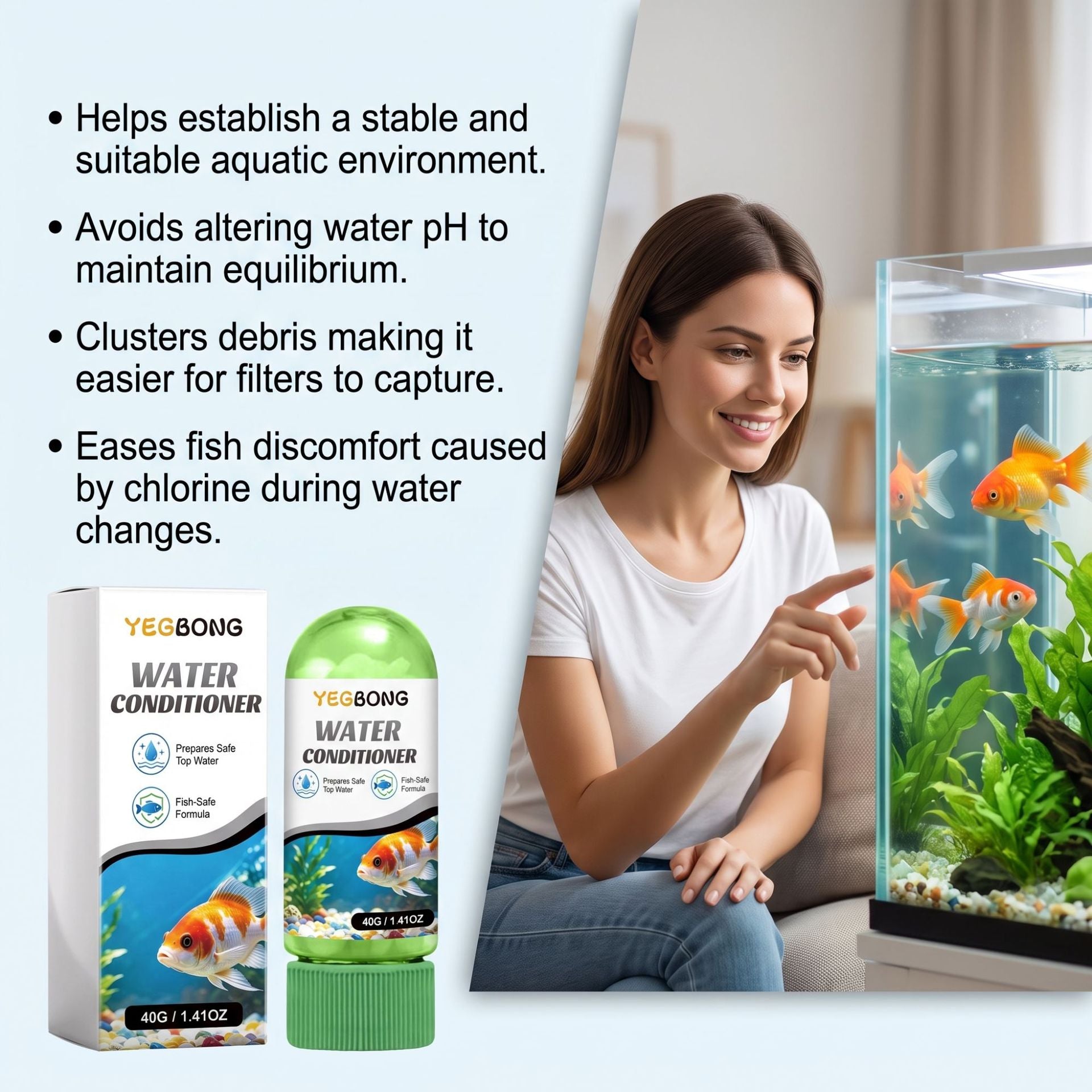 Agent de purification de l'eau du réservoir de poisson Nettoyage des impuretés du réservoir de poisson Clarification de l'eau Quali