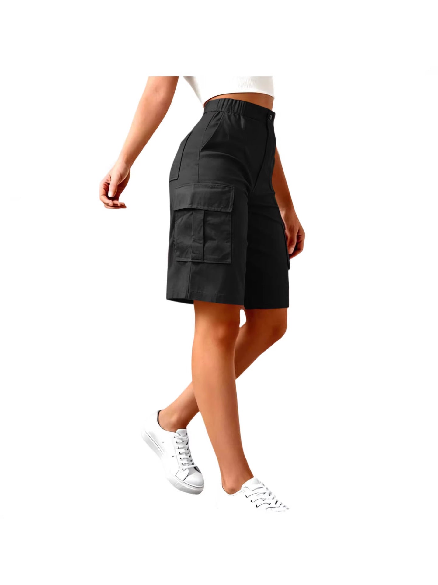 Shorts de fret haute taille pour femmes avec des poches multiples