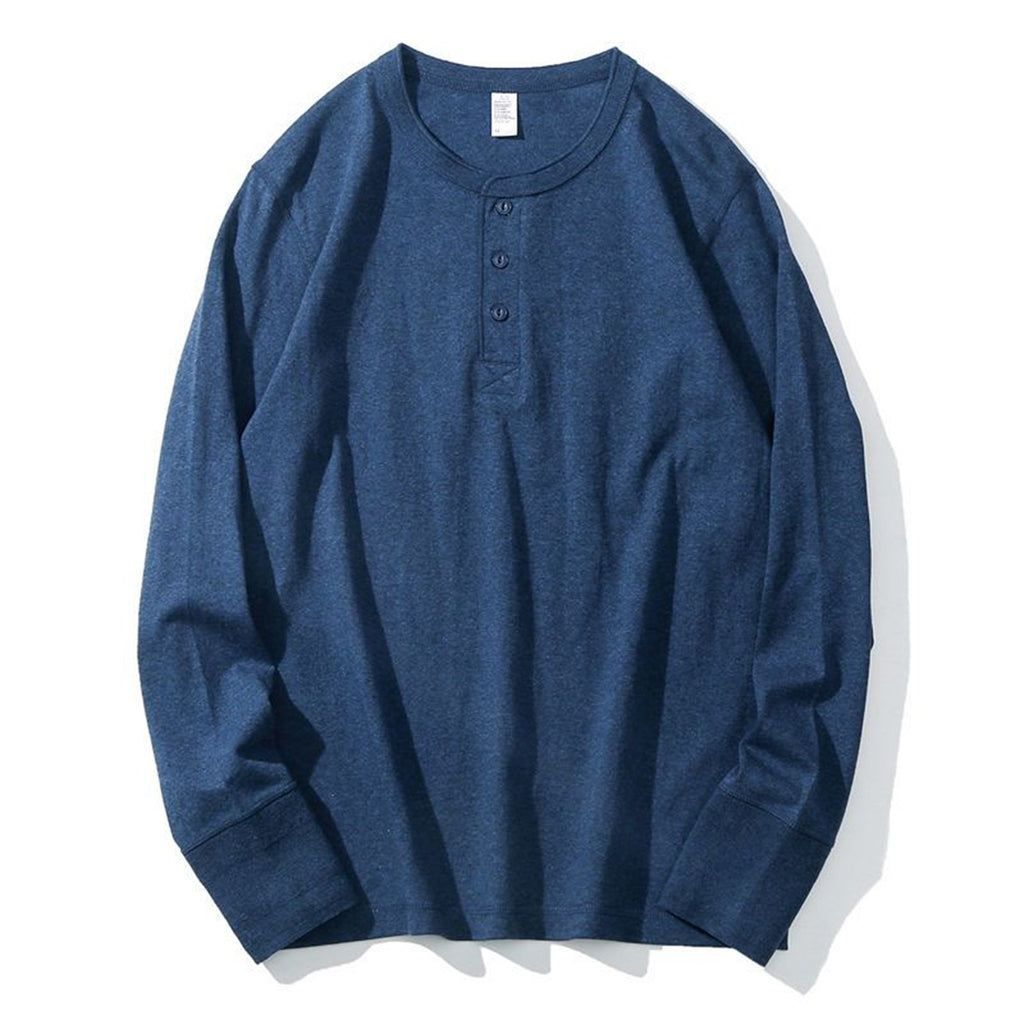 T-shirt American Henry Collar Long Sleeve Homme