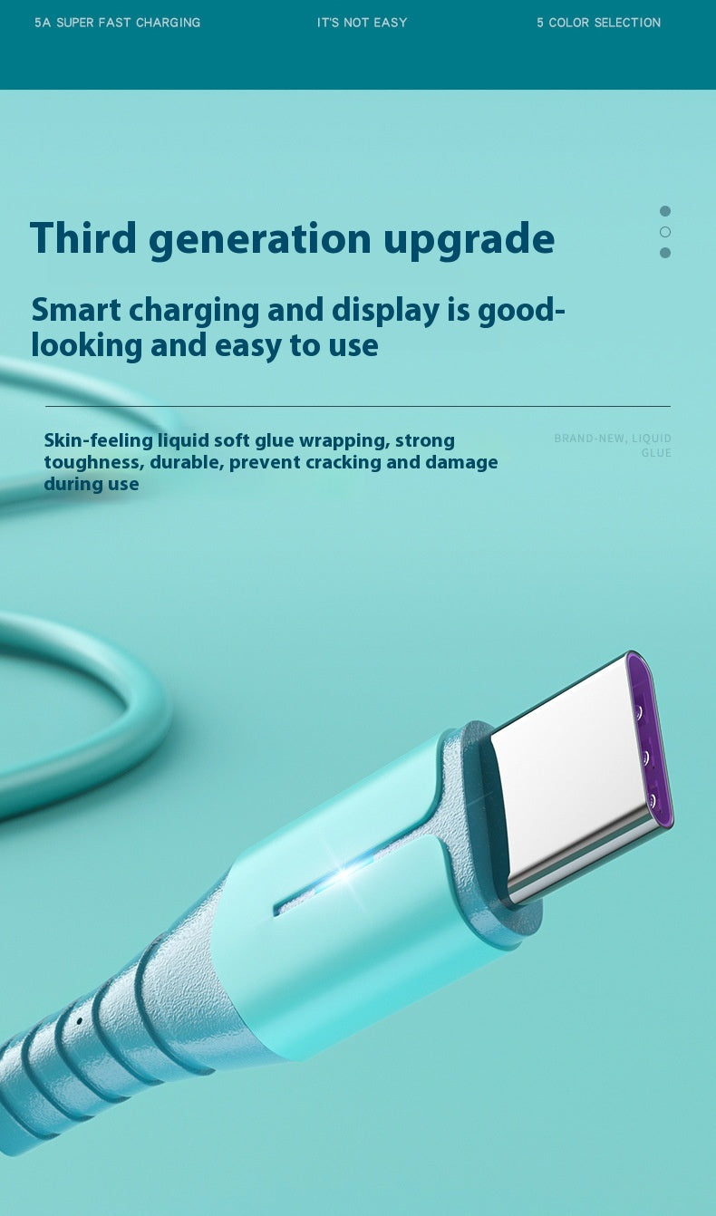 Le câble de charge rapide de données est adapté pour téléphone mobile câble de charge en silicone liquide W