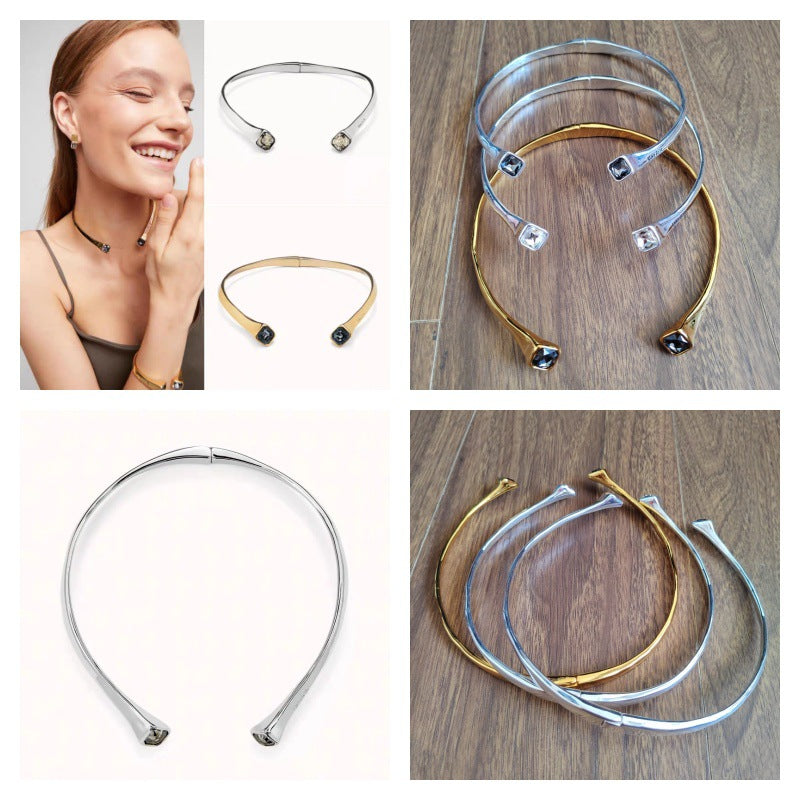 Personnalisé carrée géométrique femmes Niche Design Chic cristal Choker
