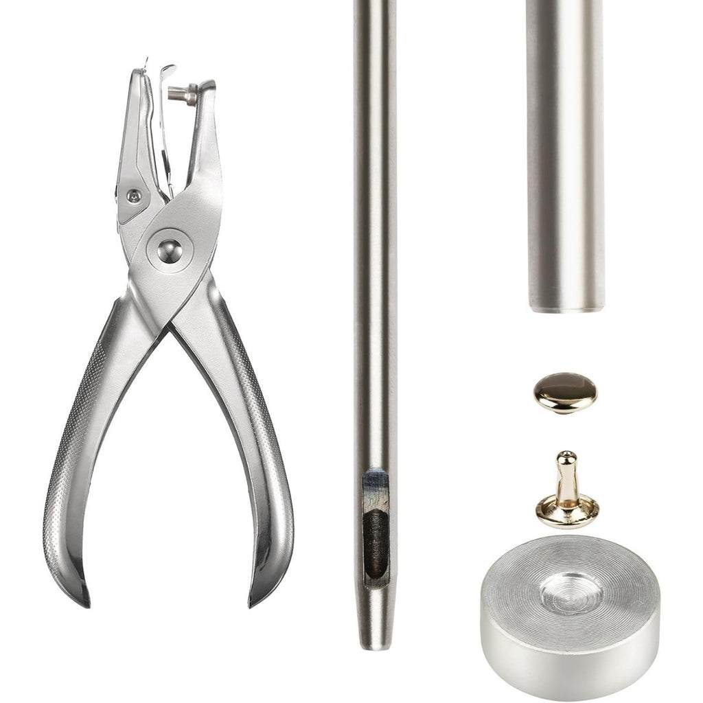 Complete hollow rivet set with 306 rivets and tools