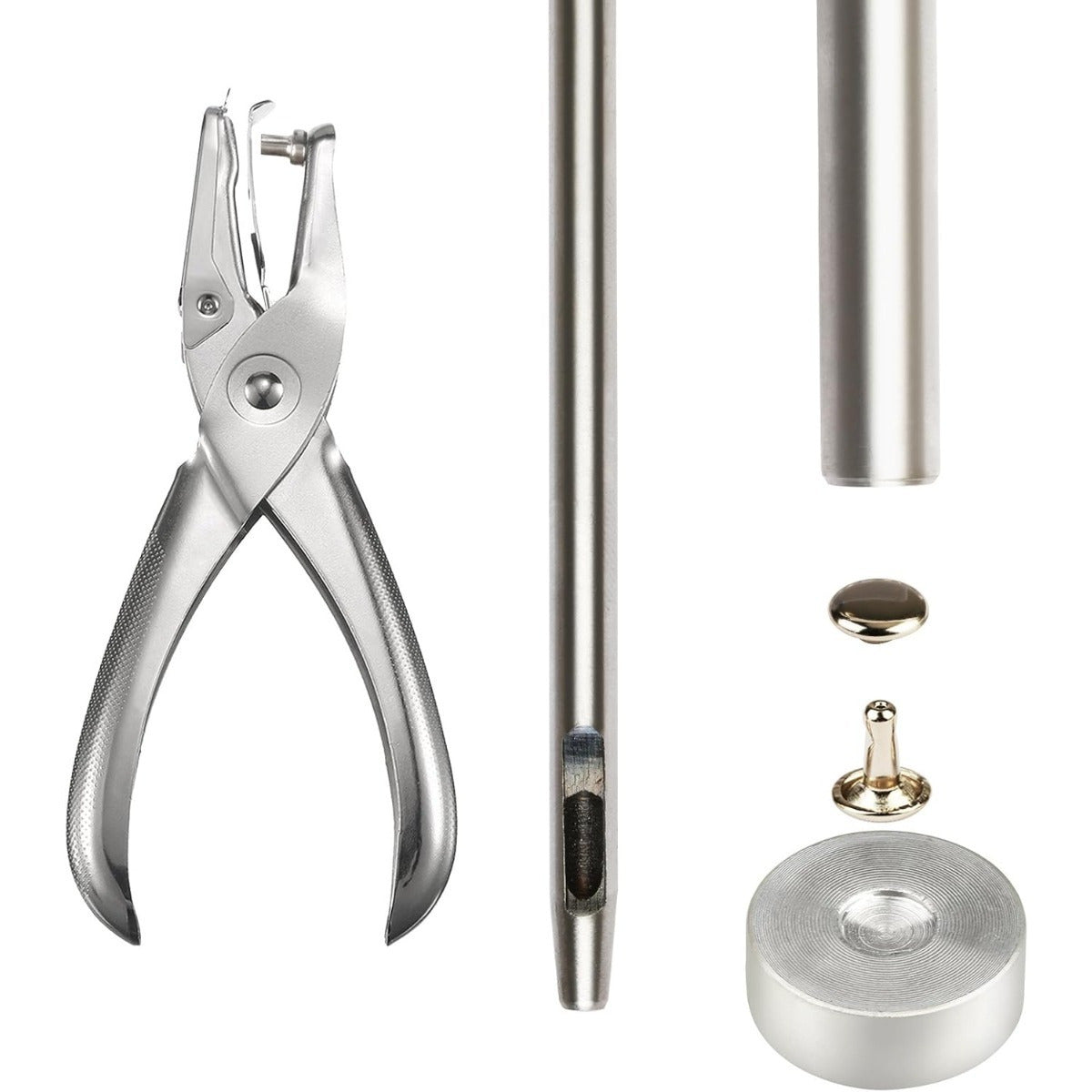 Complete hollow rivet set with 306 rivets and tools