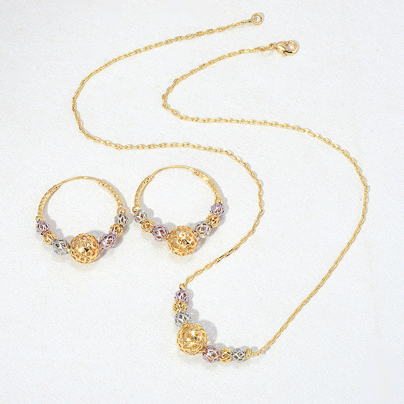 Boucles d'oreilles et colliers de perles rondes multicolores