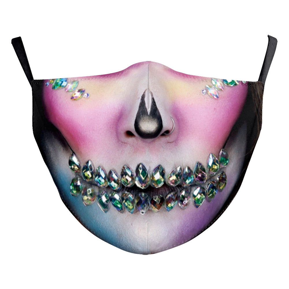 Halloween impression numérique drôle Horreur visage double couche masque de poussière