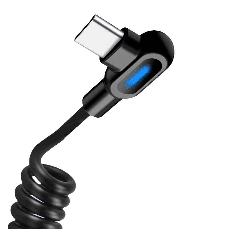Le câble de charge de données Super Fast Spring d'Elbow est approprié pour Huawei et Apple Car Inter