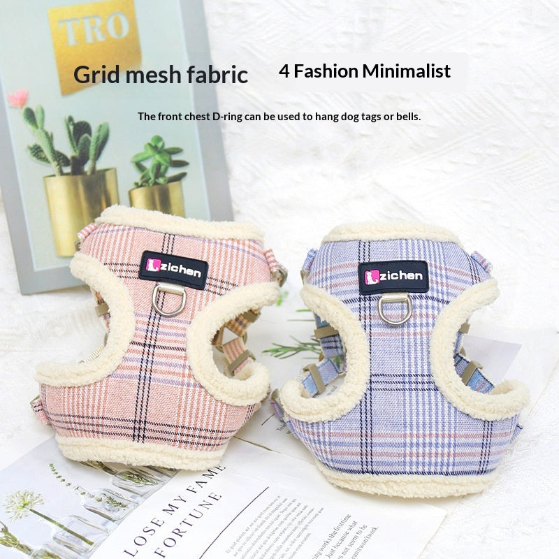 Veste de laisse de chien avec doublure en cuir et polaire
