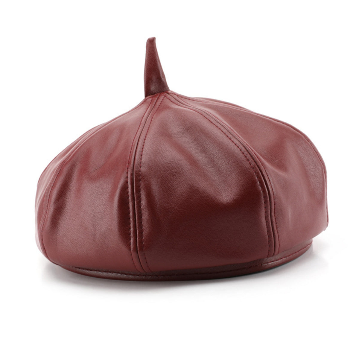 Femme de couleur solide PU cuir petit pointu-top Style élégant et doux Beret