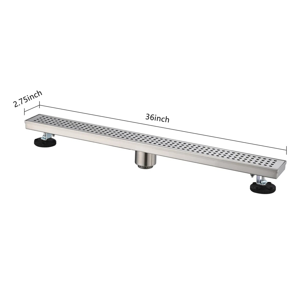 Drain de douche linéaire 36 pouces avec grille rectangulaire amovible