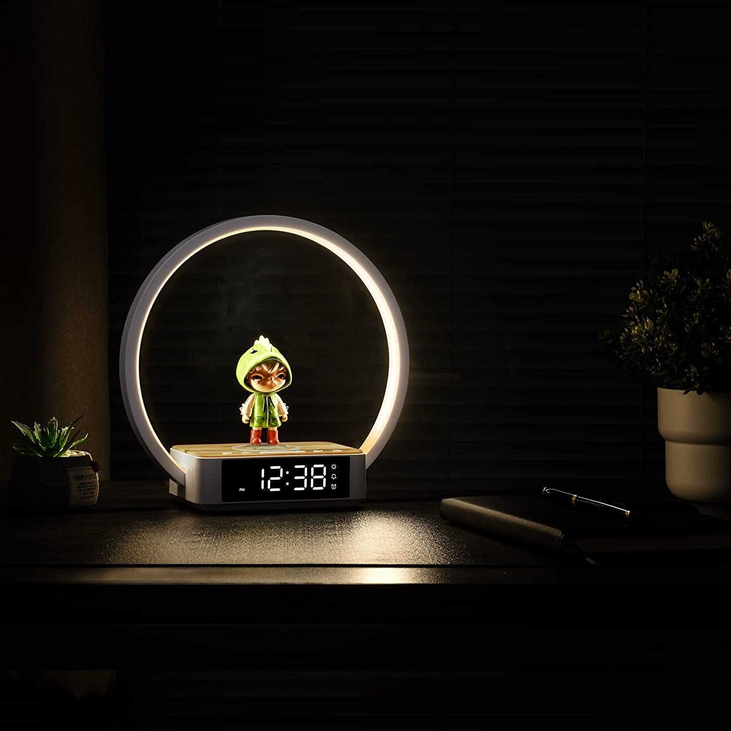 Téléphone portable côté lit 10W Petite lampe de nuit sans fil à trois en un