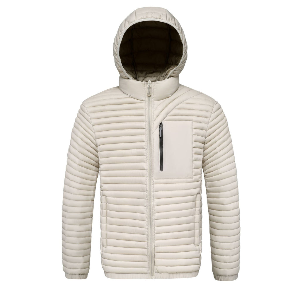 Hommes Detachable-hood Ribbed Coton rembourré Coat