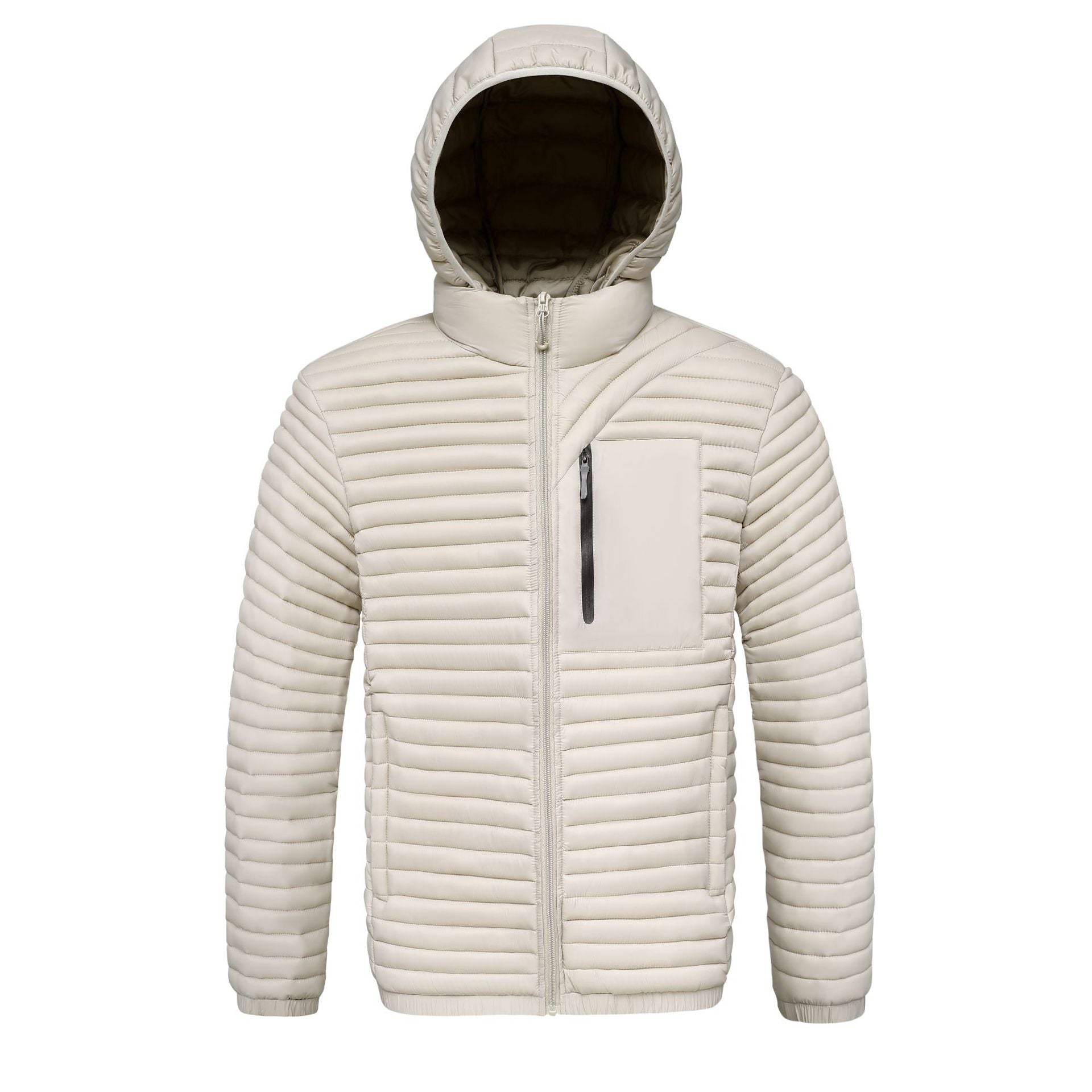 Hommes Detachable-hood Ribbed Coton rembourré Coat