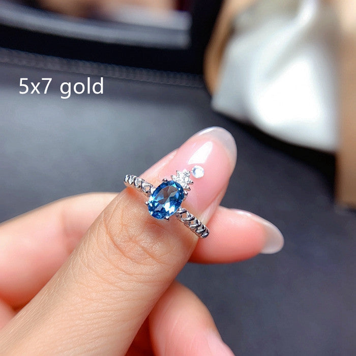 S925 Anneau Argent Empty Holding Ovale 5x7mm