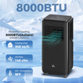 8,000 BTU Moible Climatiseur 345 Sq. Ft., ventilateur déshumidificateur sommeil automatique avec minuteur 24H O
