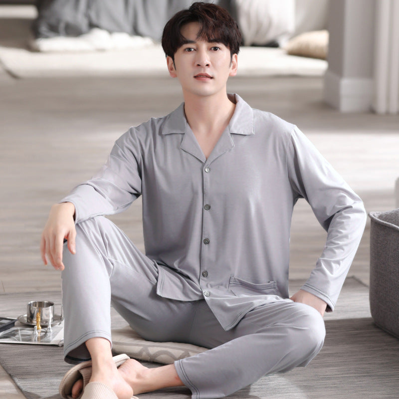 Pyjamas homme Modal Cardigan manches longues Casual Homewear costume