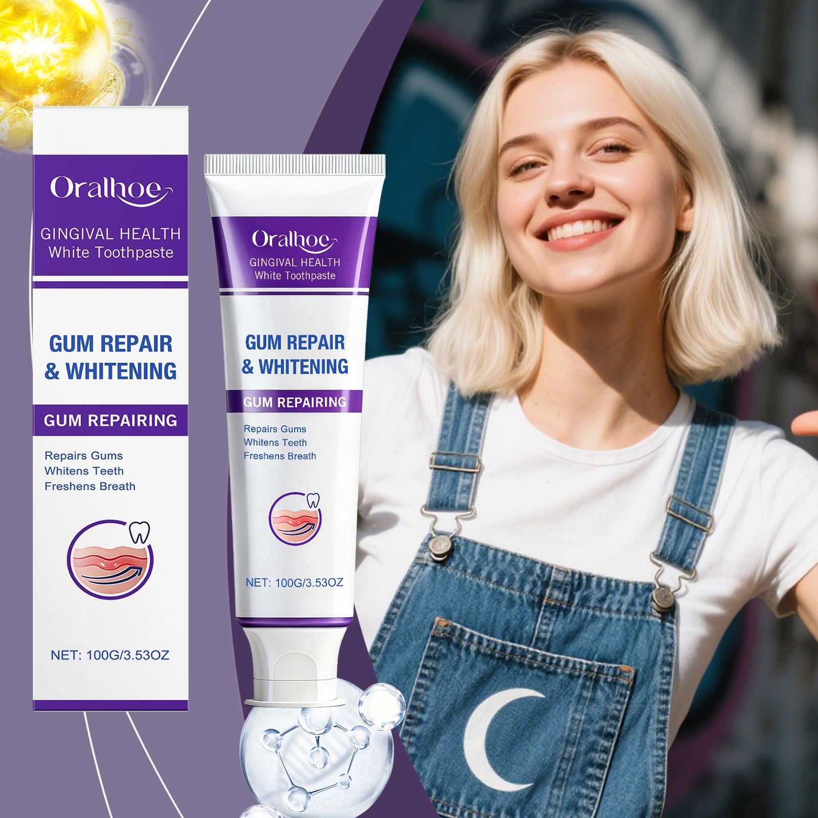 Éclairage et réparation de soins de la mâchoire Dentifrice 1 00g