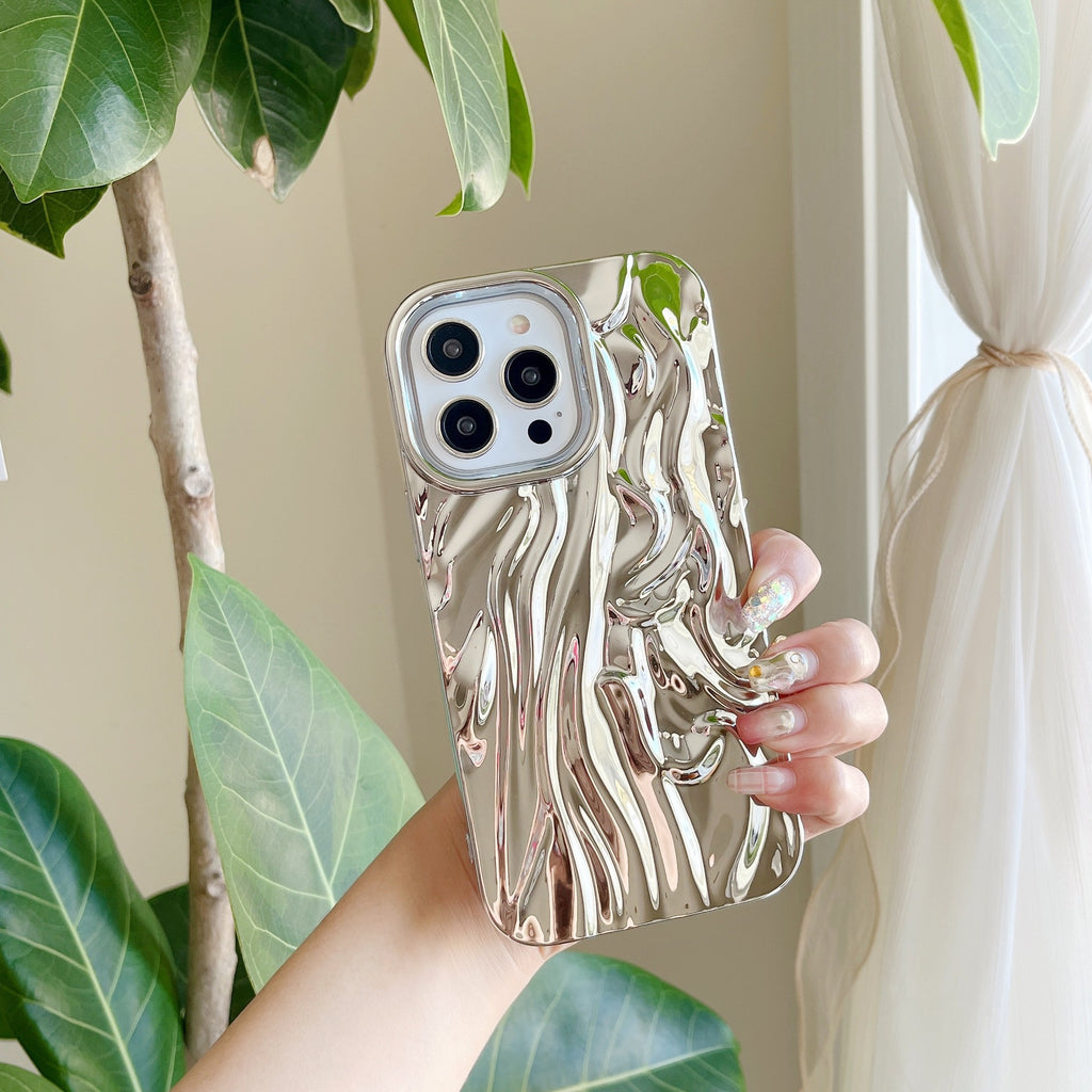 Étui de téléphone souple à motif plissé en trois dimensions