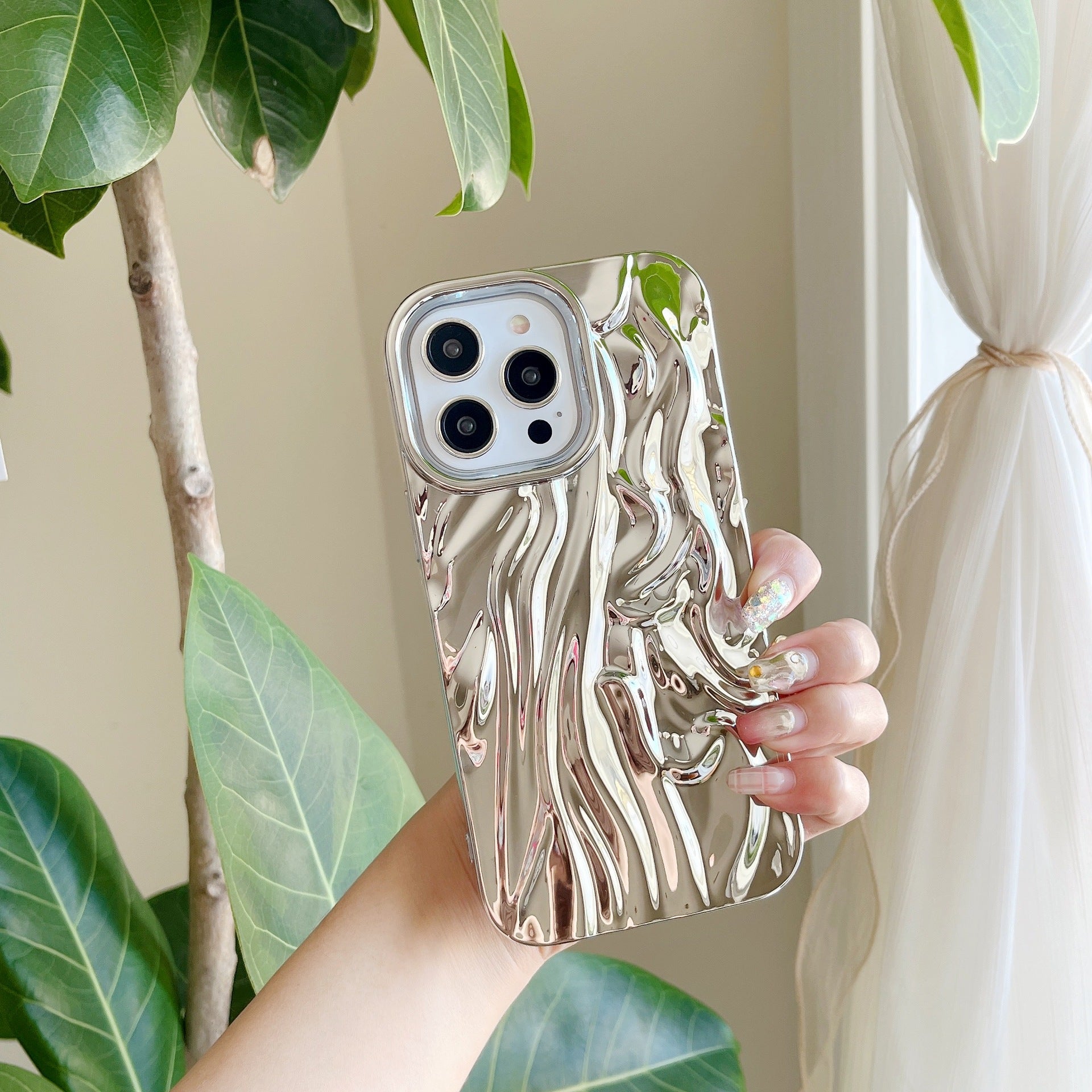 Étui de téléphone souple à motif plissé en trois dimensions