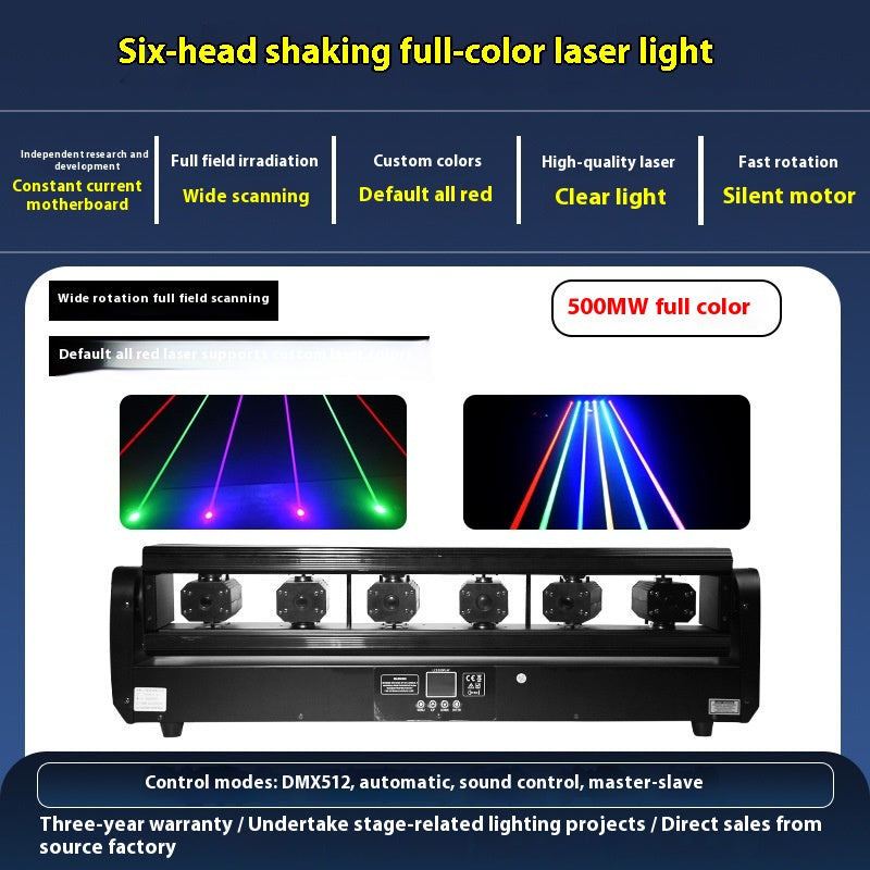 Lampe laser à double élingue à six yeux pleine couleur