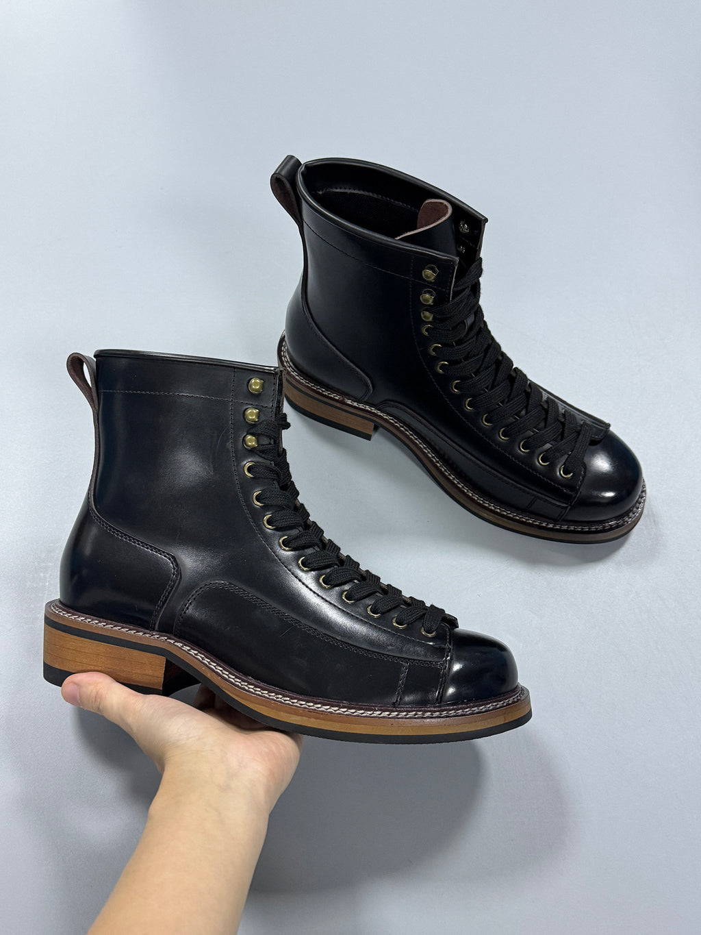 Hommes Trendy Bottes de cheville à peau rousse Randonnée et style britannique