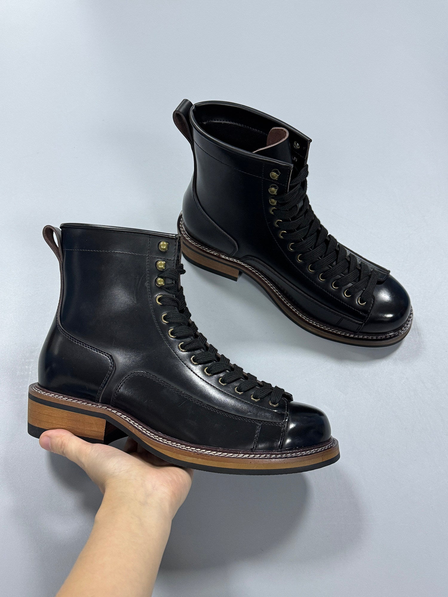 Hommes Trendy Bottes de cheville à peau rousse Randonnée et style britannique