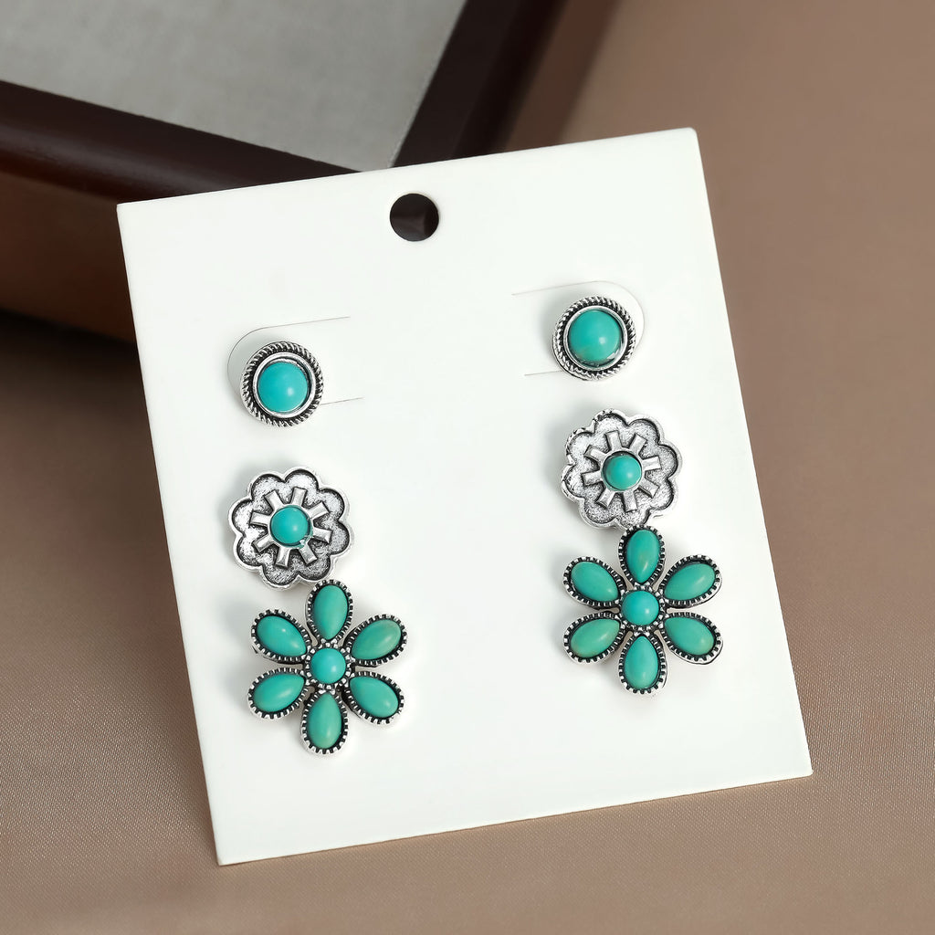 Boucles d'oreilles florales rondes style bohème rétro