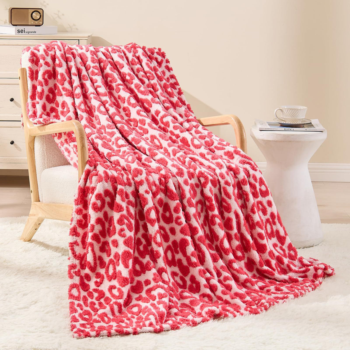 Classique Leopard-print Flannel Blanket Style moderne