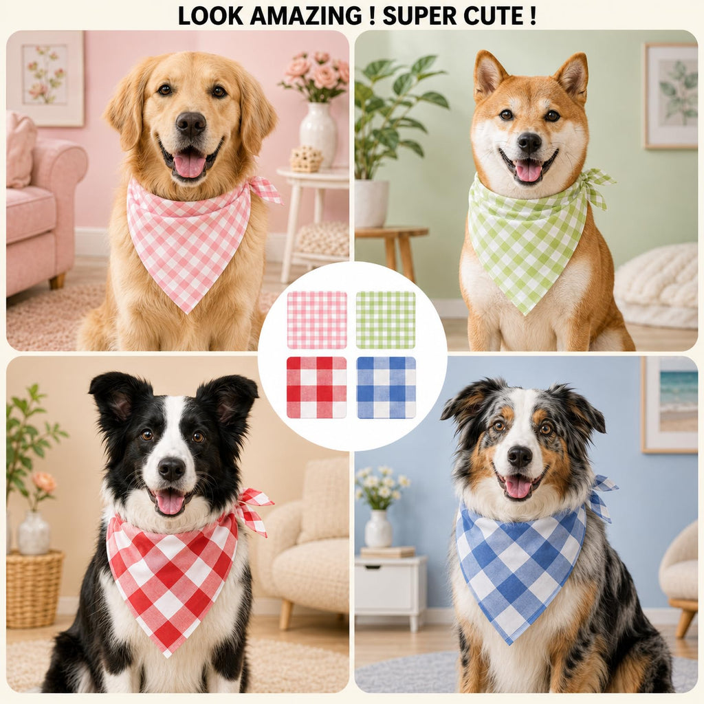 Bleu & Blanc Plaid Dog Bandana 1 Pack
