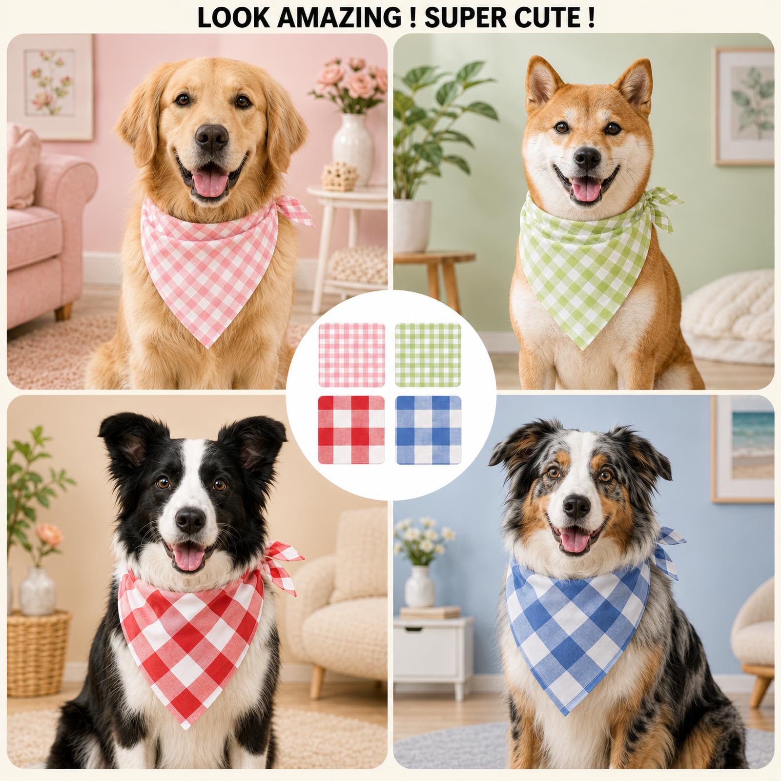 Bleu & Blanc Plaid Dog Bandana 1 Pack