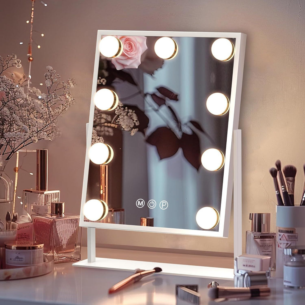 Miroir de vanité de table avec ampoule intégrée