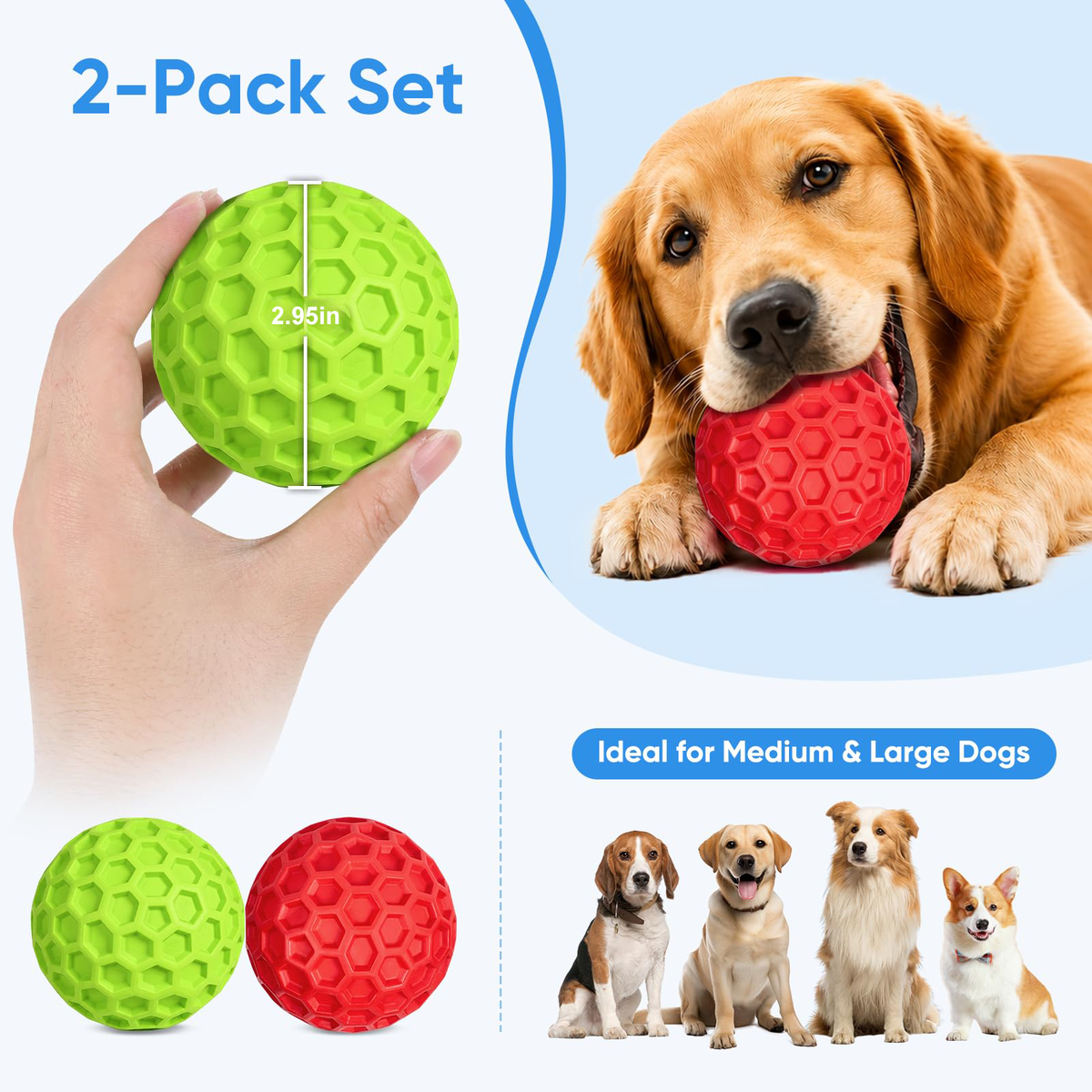 Balles de chien Squeaky Jouet 2 Pack