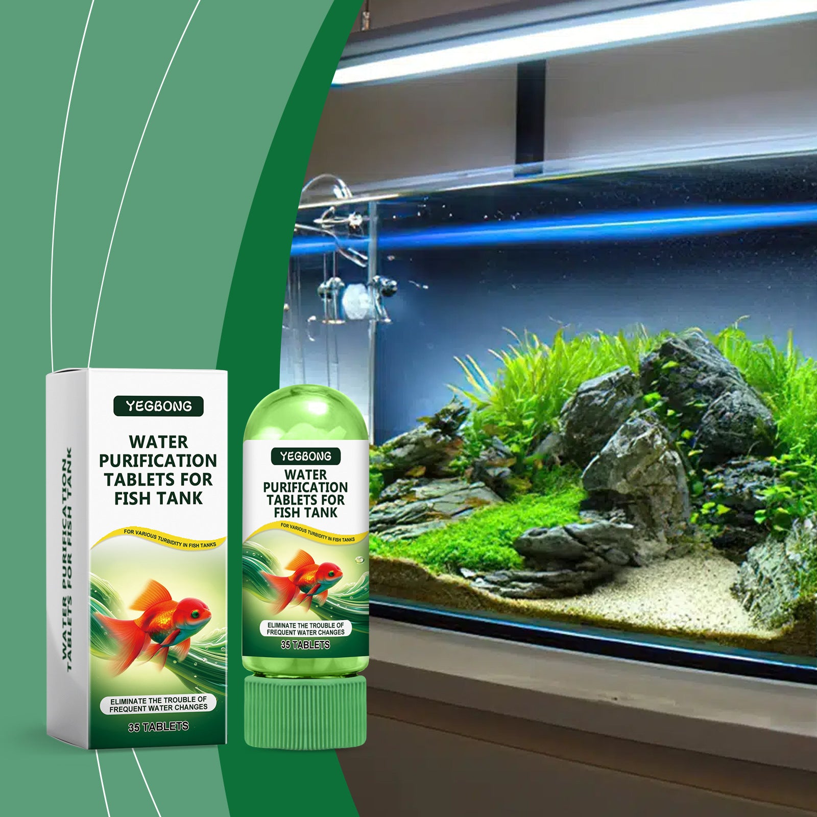 Comprimés de purification de l'eau du réservoir de poisson Yegbong