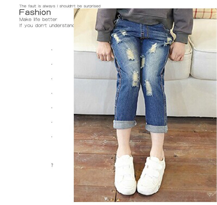 Enfants Casual des enfants Loose Hole Jeans
