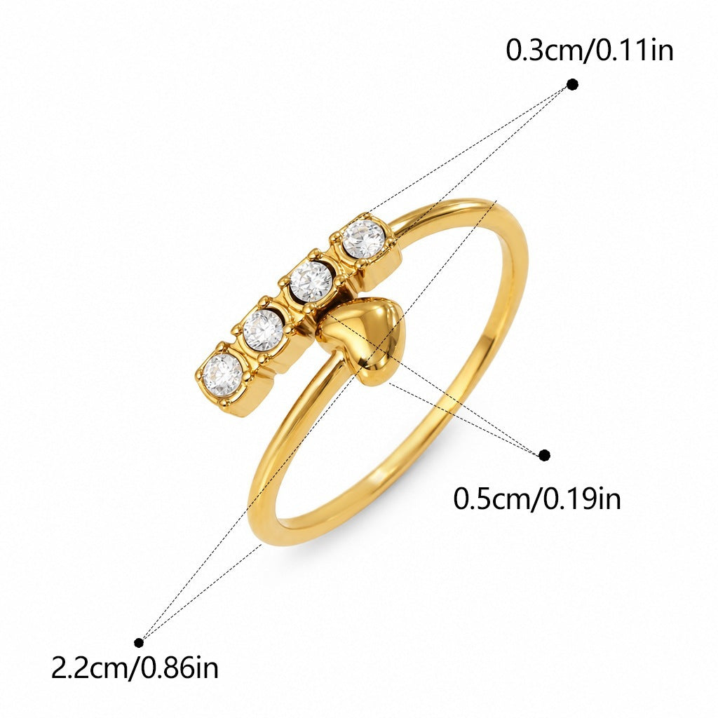 Niche Bague en acier inoxydable en forme de feuille chic de style français