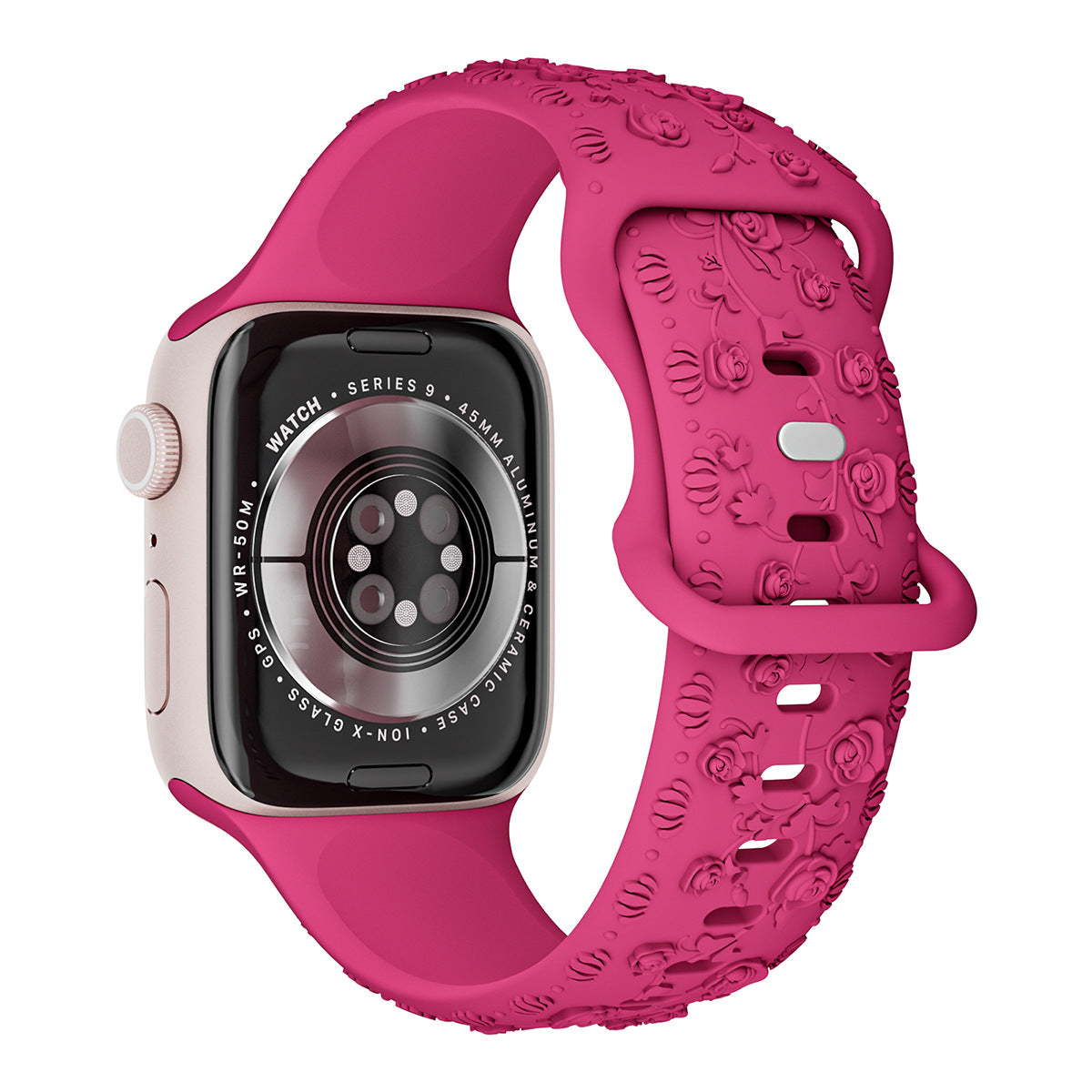 Bracelet de montre en silicone rose embossé