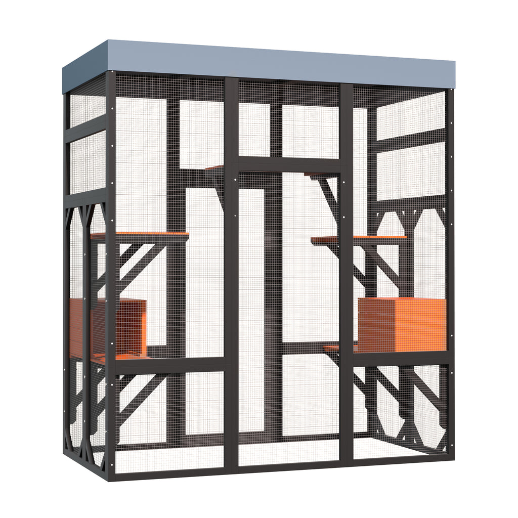 Catio en bois noir de 62.6" pour chats