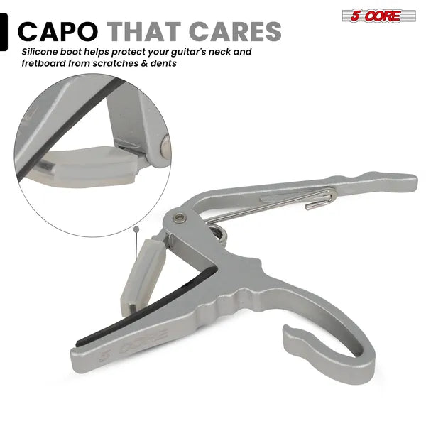 5 Core Capo Acoustic Electric Guitar String Clip Banjo Mandolin or Ukulele + 6Pcs Guitar Pi