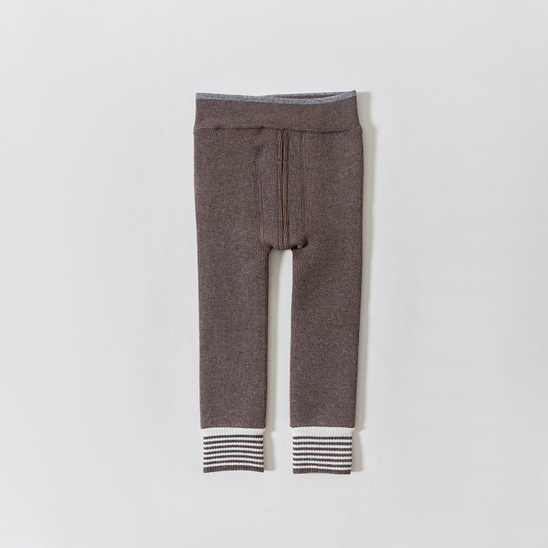 Pantalons de longueur de cheville épais doublés de polaire pour bébé