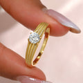 S925 Argent plaqué or 5mm Moissanite anneau parallèle Groove D Couleur VVS1 US Taille 6-9 GRA C
