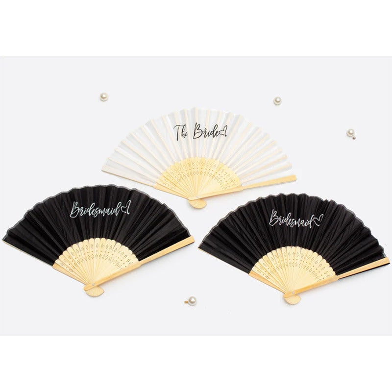 Bride and Bridesmaid Black and White Fan